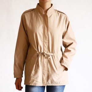 Vintage 1970&#39;s Tan Brown Short Trench Coat / Parka