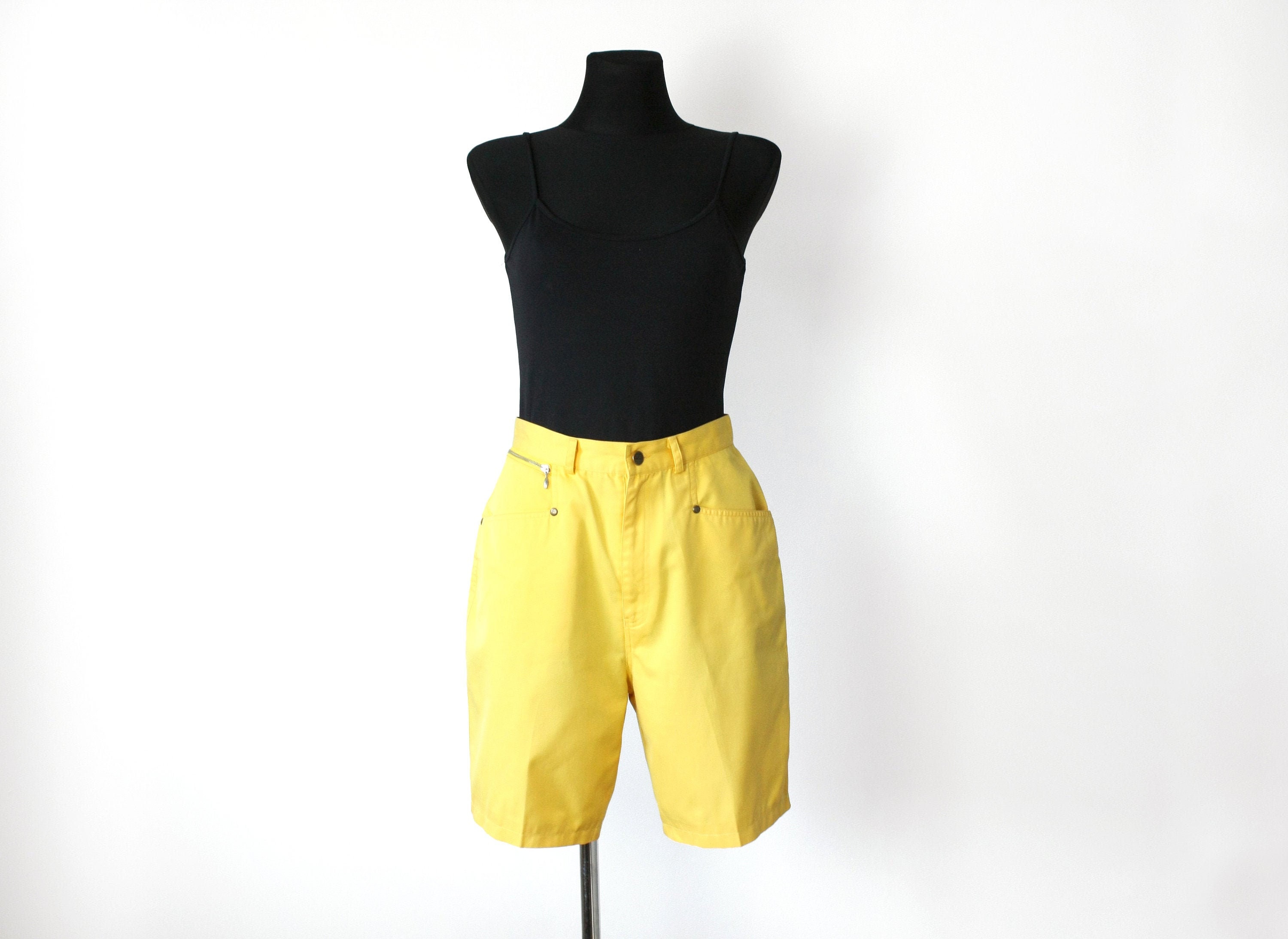 Vintage Yellow Bermuda Shorts 80's High 