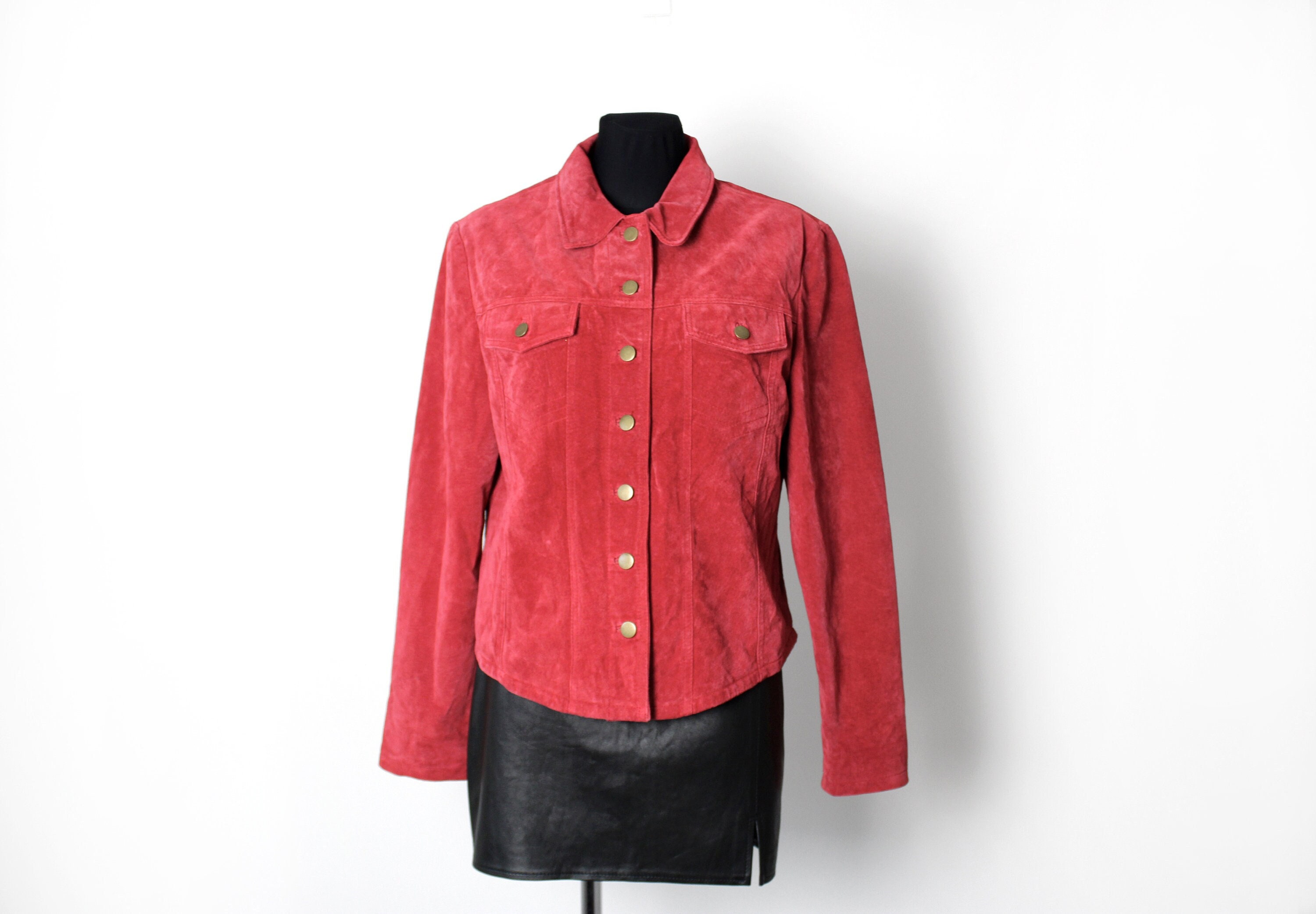 ヴィンテージレッドスエードレザートラッカージャケット：90年代
