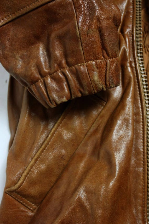 Vintage 70's 80's Camel Brown Genuine Leather Uni… - image 4