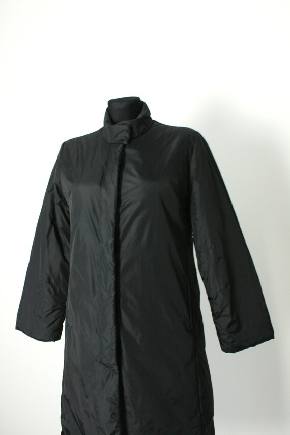 Black padded nylon coat, Vintage 90's puffer single b - Gem