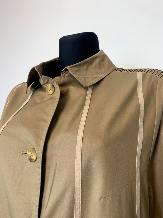 Vintage 70's 80's Brown A-Line Trench Coat, Singl… - image 4