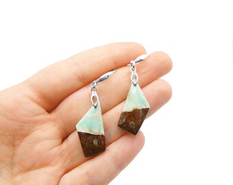 Green Chrysoprase Earrings in Sterling Silver - Dangle Earrings