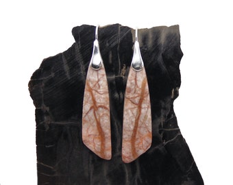 Vein Jasper Earrings Sterling Silver - Dangle Earrings - Jasper Jewelry