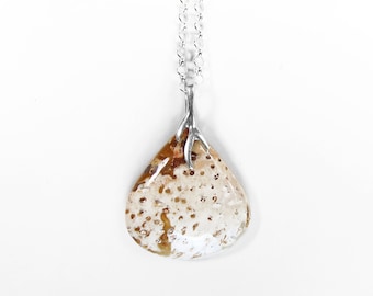 Petrified Wood Necklace in Sterling Silver - Fossil Jewelry - Fossil Palm Root Pendant