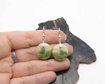 Imperial Jasper Earrings in Sterling Silver - Larsonite Jasper Dangle Earrings - Drop Earrings - Petrified Bog Wood
