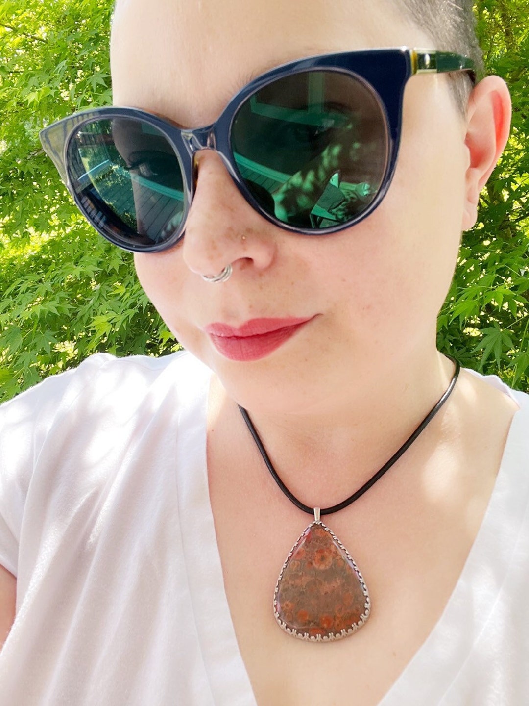 Poppy Jasper Necklace in Sterling Silver Huge Teardrop Red Etsy