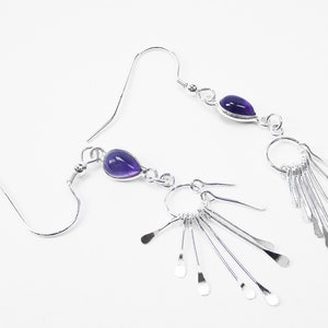 Amethyst Earrings in Sterling Silver Sterling Fringe Dangle Earrings February Birthstone Purple Jewelry image 1