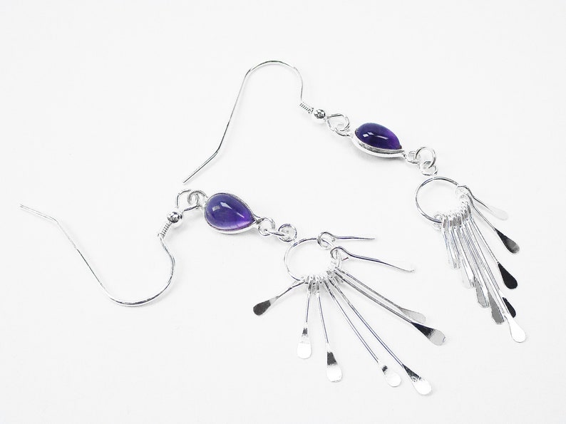 Amethyst Earrings in Sterling Silver Sterling Fringe Dangle Earrings February Birthstone Purple Jewelry image 1