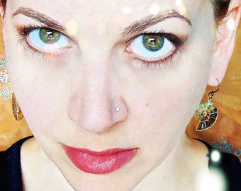 Nose Stud - SOLID Sterling Silver Nostril Screw - 20 Gauge 2mm or 2.5mm Flat Disk - Nose Jewelry