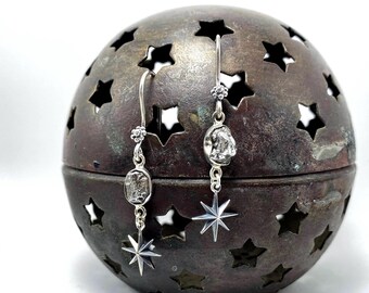 Meteorite Earrings in Sterling Silver - Star - Dangle Earrings - Campo del Cielo Meteor