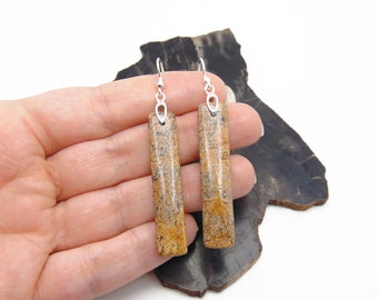 Picture Jasper Earrings Sterling Silver - Dangle Earrings - Jasper Jewelry