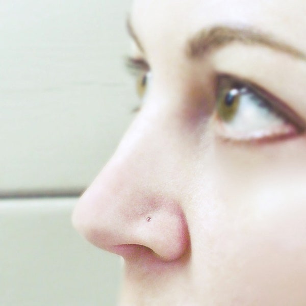 SOLID Rose Gold Micro Ball Nose Stud - 24 Gauge 1.4mm - 26 Gauge 1mm - 20 Gauge 1mm - Nostril Screw - Nose Ring - Pink Gold
