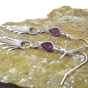 Amethyst Earrings in Sterling Silver Sterling Fringe Dangle Earrings February Birthstone Purple Jewelry image 4