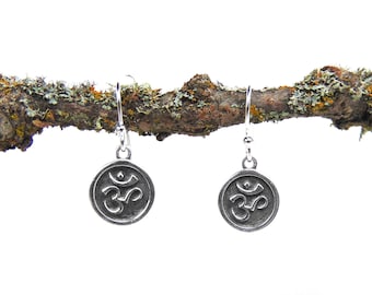 Sterling Silver Ohm Earrings - Yoga Jewelry - Tiny Earrings
