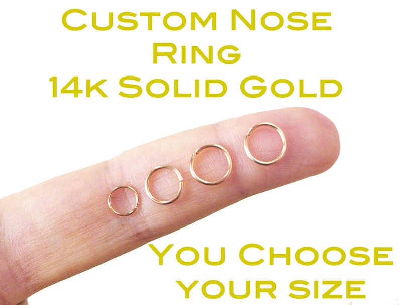 SOLID 14k Gold Nose Ring 14 Karat Yellow Gold 14k Etsy