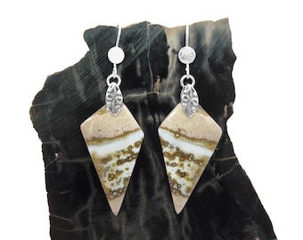 Ocean Jasper Earrings in Sterling Silver - Handmade Dangle Earrings