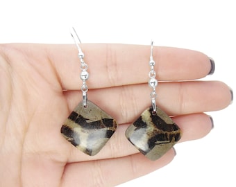 Septarian Earrings in Sterling Silver - Septarian Agate Stone - Dangle Earrings