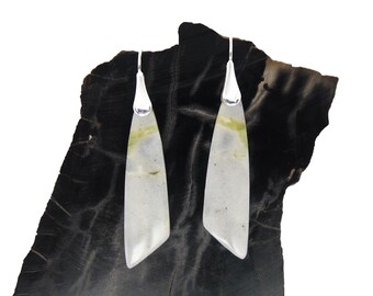 Serpentine Jade Earrings Sterling Silver - Dangle Earrings - Jade Jewelry