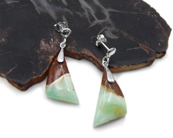 Green Chrysoprase Stud Earrings in Sterling Silver - Dangle Earrings
