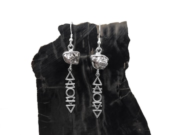 Large Meteorite Earrings in Sterling Silver - Four Elements - Modern Geometric Dangle Earrings - Campo del Cielo Meteorite Earrings - Heavy