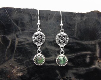 Ruby Zoisite Earrings in Sterling Silver - Dangle Earrings