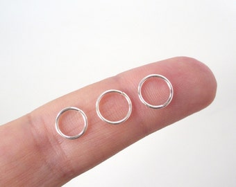 Nose Ring / Tragus / Septum - 20 Gauge - Sterling Silver Nose Ring - Solid Sterling Continuous / Seamless Ring / Hoop - 5mm to 9.5mm