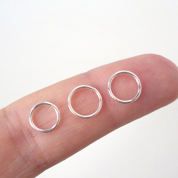 Nose Ring / Tragus / Septum - 20 Gauge - Sterling Silver Nose Ring - Solid Sterling Continuous / Seamless Ring / Hoop - 5mm to 9.5mm