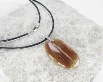 Sterling Silver Petrified Wood Necklace - Fossil Jewelry