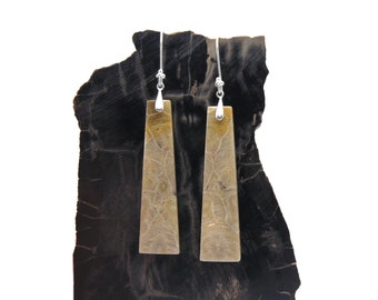 Fossil Coral Earrings Sterling Silver - Dangle Earrings - Fossil Jewelry