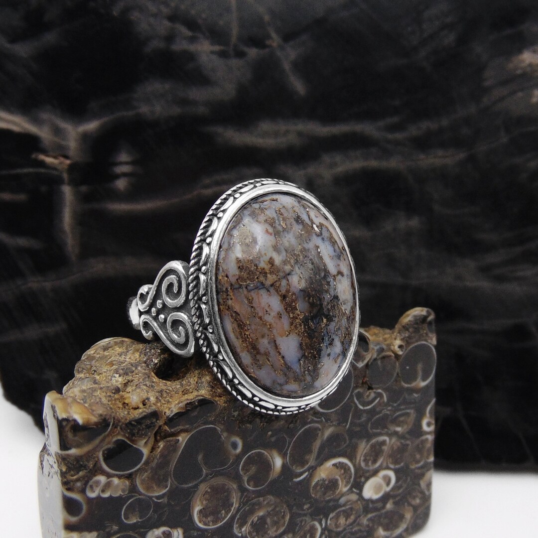 Dinosaur Bone Ring in Sterling Silver - Fossil Jewelry - Dino Bone - US ...