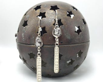 Meteorite Earrings in Sterling Silver - Moon Phases - Dangle Earrings - Campo del Cielo Meteor
