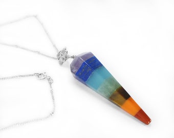 Pride Necklace in Sterling Silver - Chakra Pendant - Seven Stone - Pride Jewelry