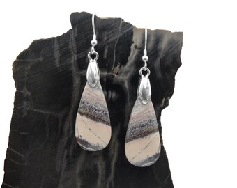 Porcelain Jasper Earrings in Sterling Silver - Dangle Earrings - Drop Earrings