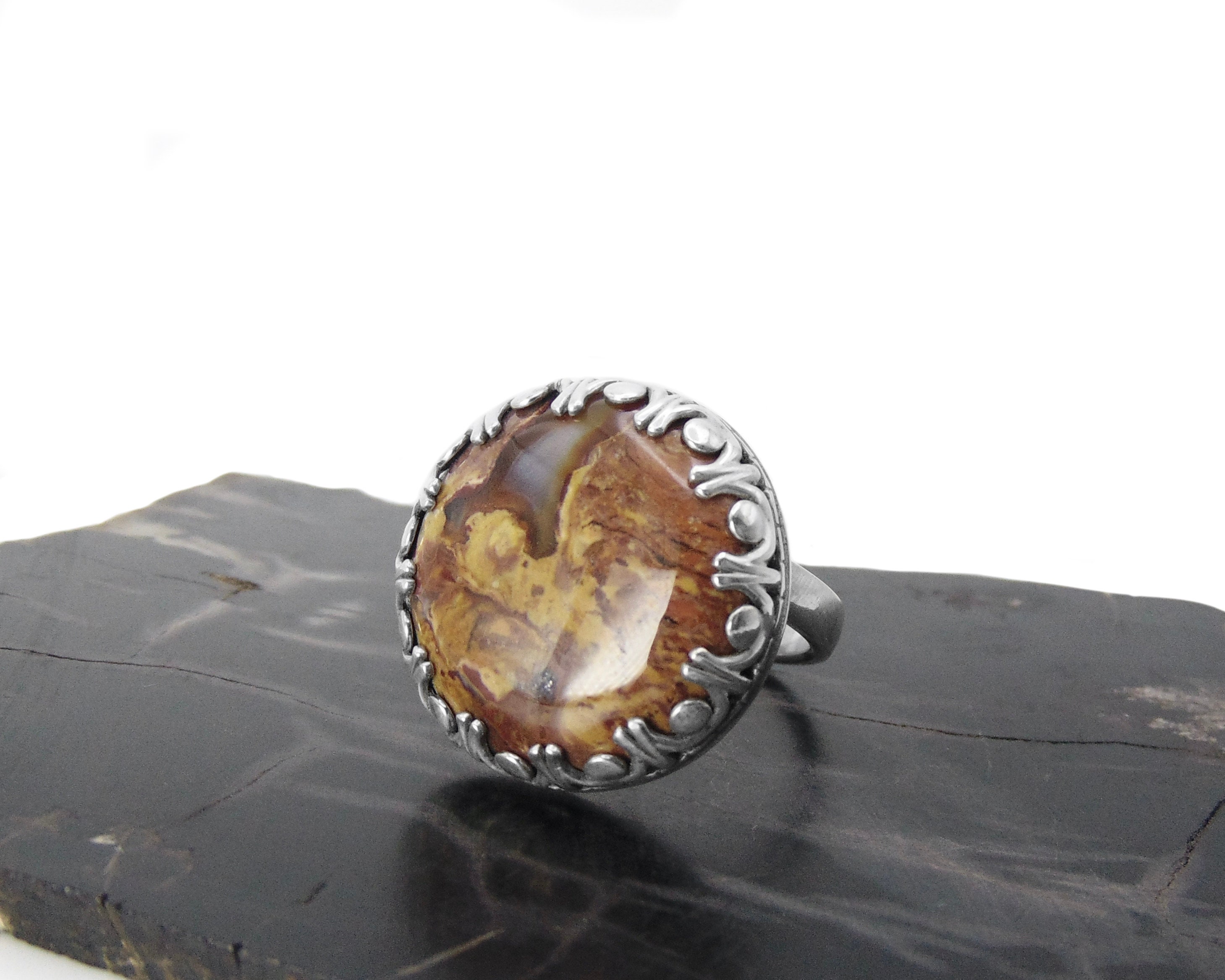 Solid petrified shop wood ring