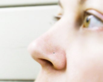 SOLID 14k Gold Nose Stud - White or Yellow Gold Dome Top - 24 Gauge or 26 Gauge - Micro Nose Stud - Nose Pin - Nostril Screw - 1mm Dome