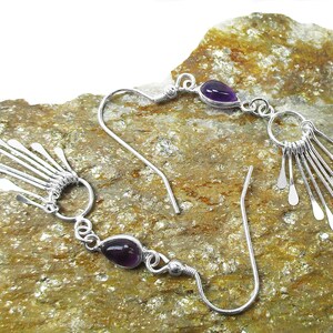 Amethyst Earrings in Sterling Silver Sterling Fringe Dangle Earrings February Birthstone Purple Jewelry image 5