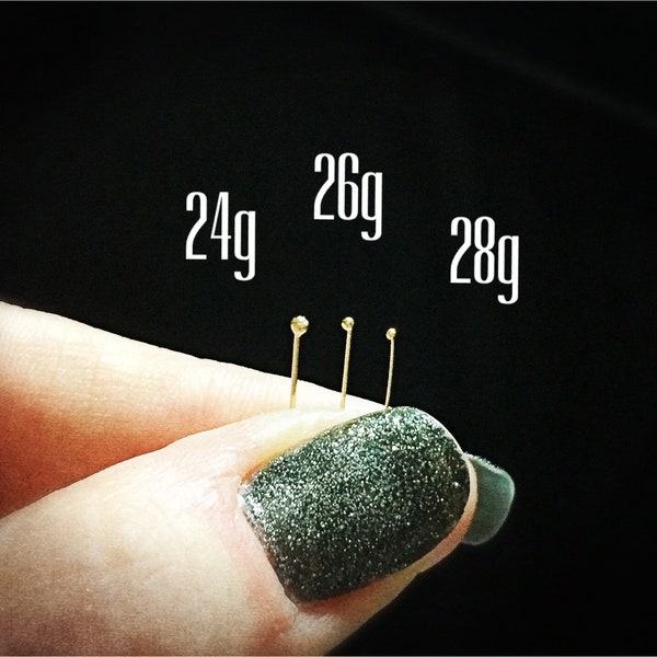 Micro Ball Nose Stud - SOLID 14k YELLOW Gold Ball - 20 Gauge - 22 Gauge - 24 Gauge - 26 Gauge - 28 Gauge - Nostril Screw - Nose Ring