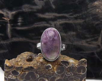 Purple Charoite Ring in Sterling Silver - US Size 6 1/2 6.5