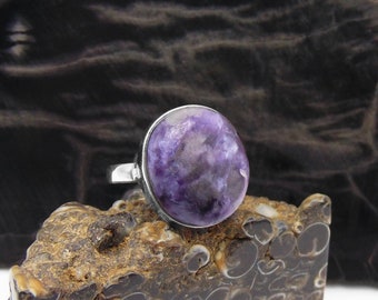 Purple Charoite Ring in Sterling Silver - US Size 6 3/4 (6.75)