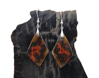 Seam Agate Earrings Sterling Silver - Dangle Earrings - Drop Earrings - Drilled Gemstone Jewelry