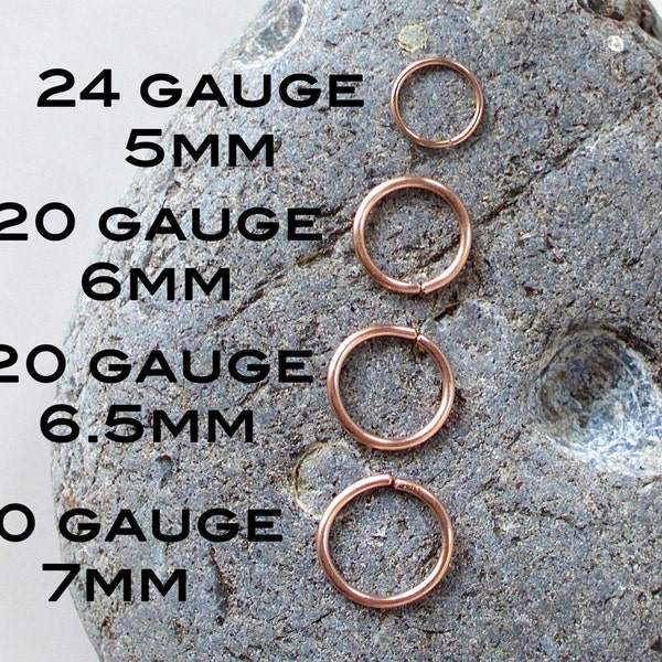 SOLID 14k Rose Gold Nose Ring - 18 Gauge - 20 Gauge - 22 Gauge - 24 Gauge Nose Ring - 14k Continuous / Seamless Ring / Hoop - Body Jewelry