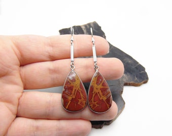 Noreena Jasper Earrings Sterling Silver - Dangle Earrings - Drop Earrings
