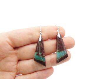 Green Chrysoprase Earrings in Sterling Silver - Dangle Earrings