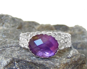 SALE - Amethyst Ring in Sterling Silver - February Birthstone