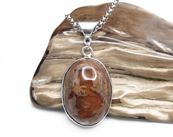 Mexikanische Feueropal Halskette - Feueropal Anhänger mit Kette