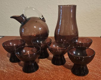 Cambridge Amethyst Cordial Set with Vase