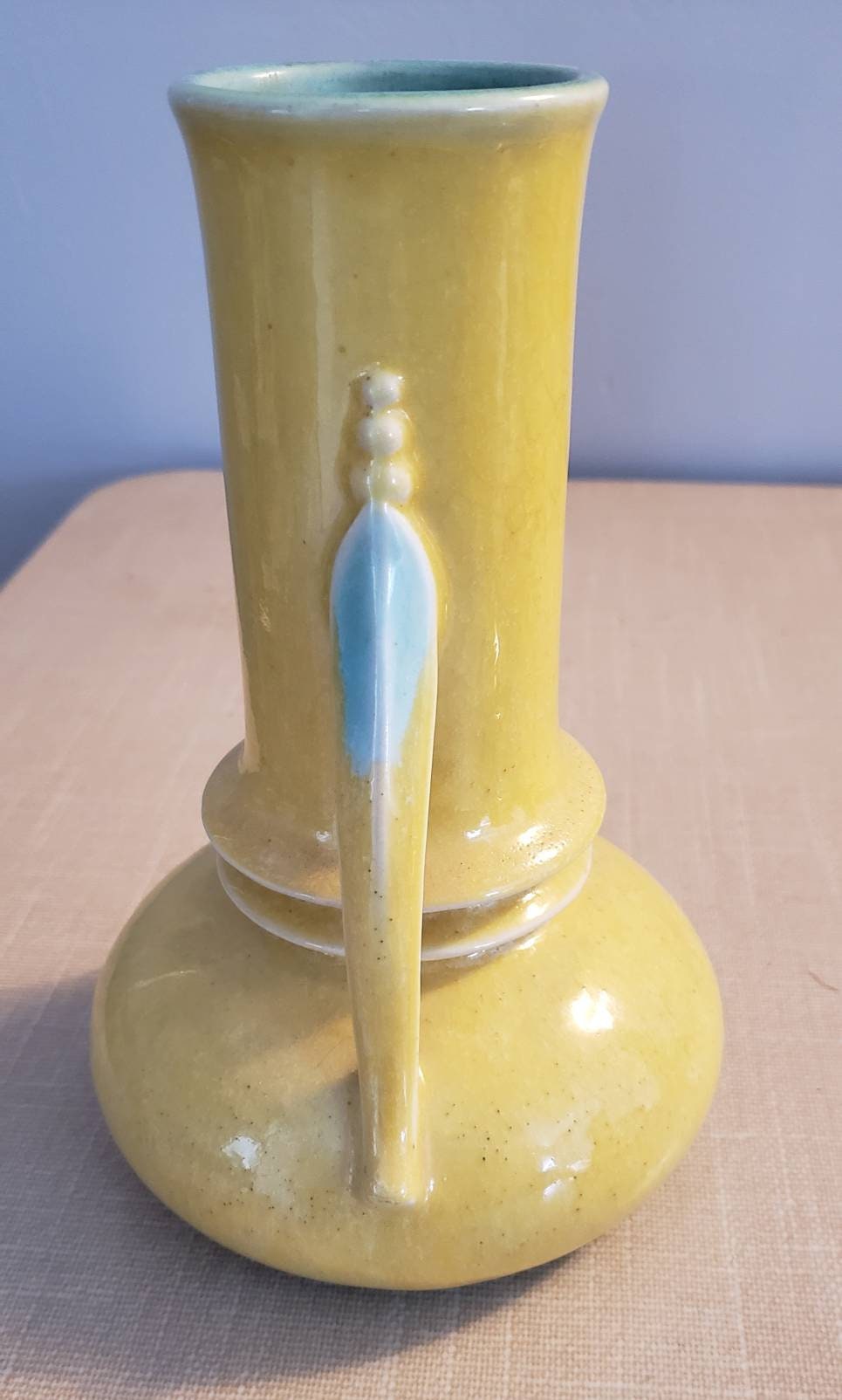 Roseville Orion Yellow and Mint Blue Vase Etsy UK
