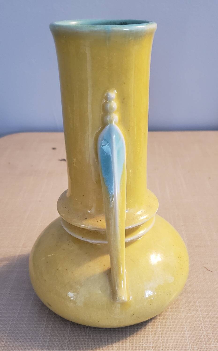 Roseville Orion Yellow and Mint Blue Vase Etsy UK