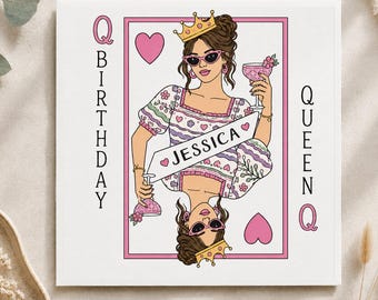 Personalisierte Geburtstagskarte für die Königin | Geburtstagskarte mit individuellem Namen für sie | Karte für die Herzkönigin | Geburtstagskarte für die beste Freundin | Geburtstagskarte für das Geburtstagskind